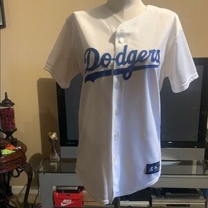 White Baseball Jersey with Blue Lettering